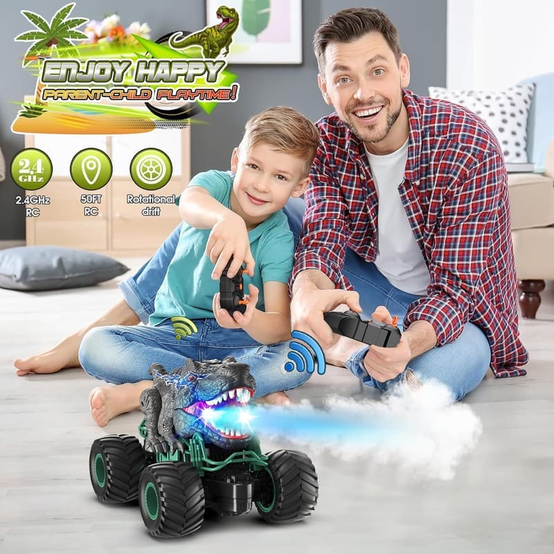 HappyGoLucky Monstertruck RC Auto mit Sprühnebel für Jungen 3-10 Jahre