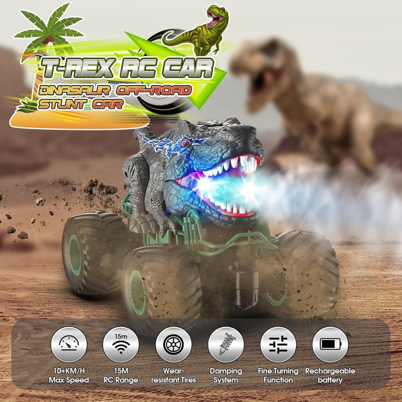 HappyGoLucky Monstertruck RC Auto mit Sprühnebel für Jungen 3-10 Jahre