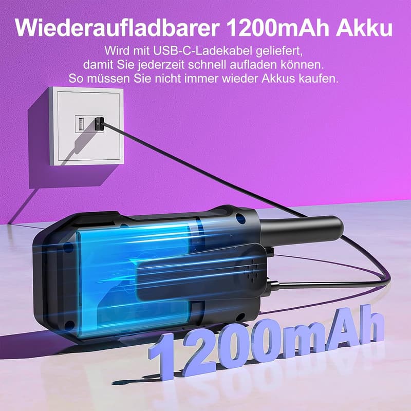 Walkie Talkie Set für Erwachsene und Kinder, 3er Aufladbar, 16 Kanäle