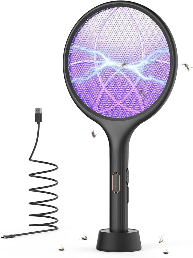 YISSVIC 4000V Elektrische Fliegenklatsche mit UV Lichtfalle, wiederaufladbar