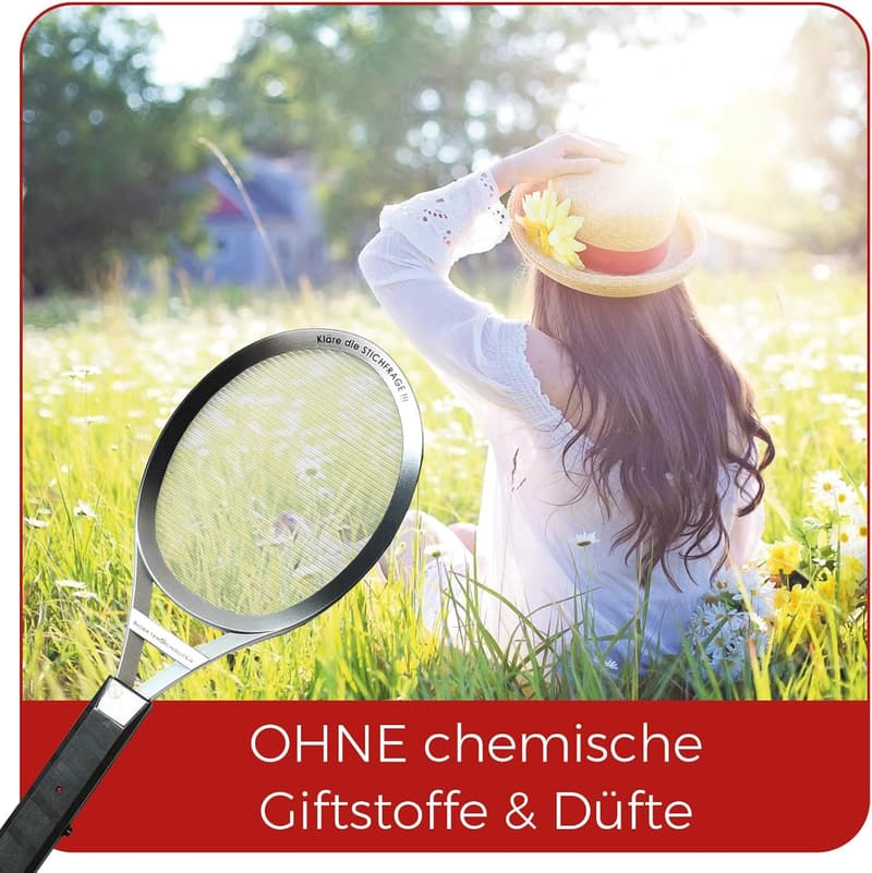 Elektrische Fliegenklatsche mit Tragetasche - Extra starker Insektenvernichter