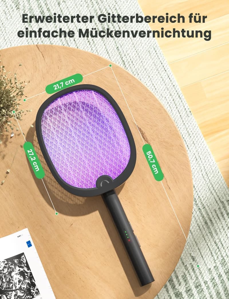 YISSVIC Elektrische Fliegenklatsche 4000V mit UV-Licht, wiederaufladbar