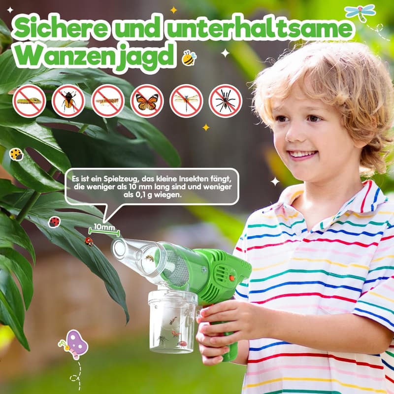 Insektenfänger für Kinder ab 3 Jahren – Entdecker Set mit Becherlupe und starkem Saugmechanismus