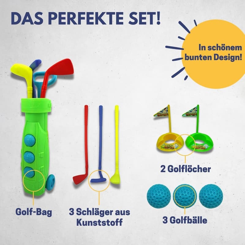 Buntes 13-teiliges Minigolf-Set für Kinder mit Schläger und Bällen