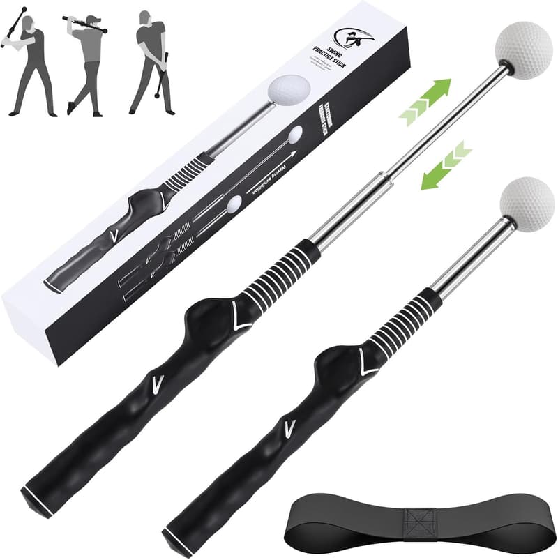 Golf Swing Trainer für Männer und Frauen – Einziehbare Trainingshilfe für Chipping und Hitting