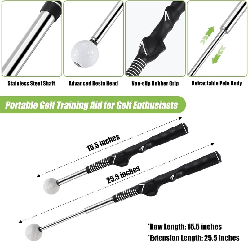 Golf Swing Trainer für Männer und Frauen – Einziehbare Trainingshilfe für Chipping und Hitting