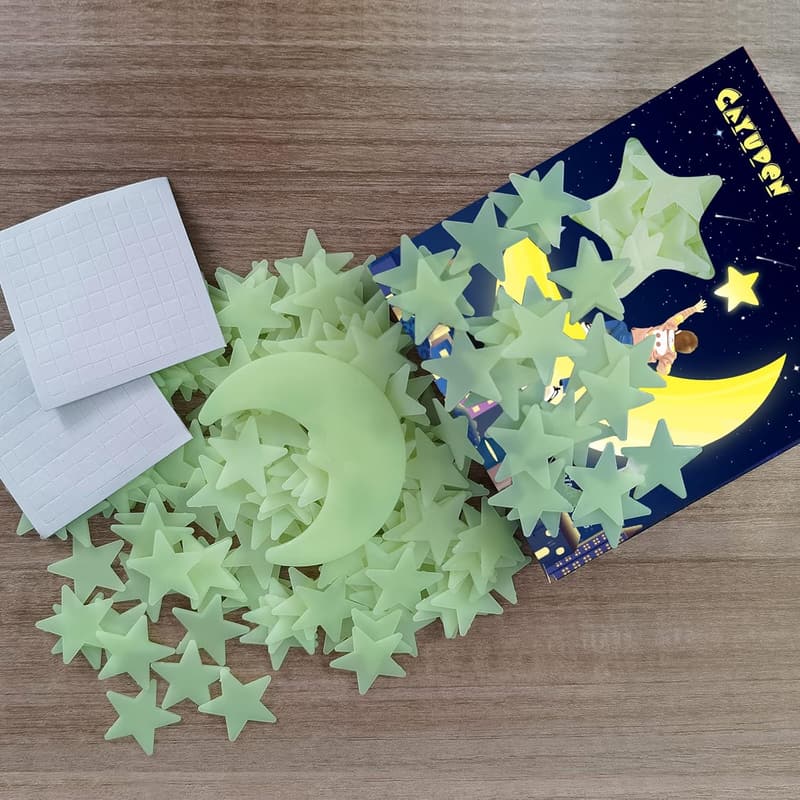 Leuchtende 3D Sterne Aufkleber für Kinderzimmer – 201 Stück Raumdekoration