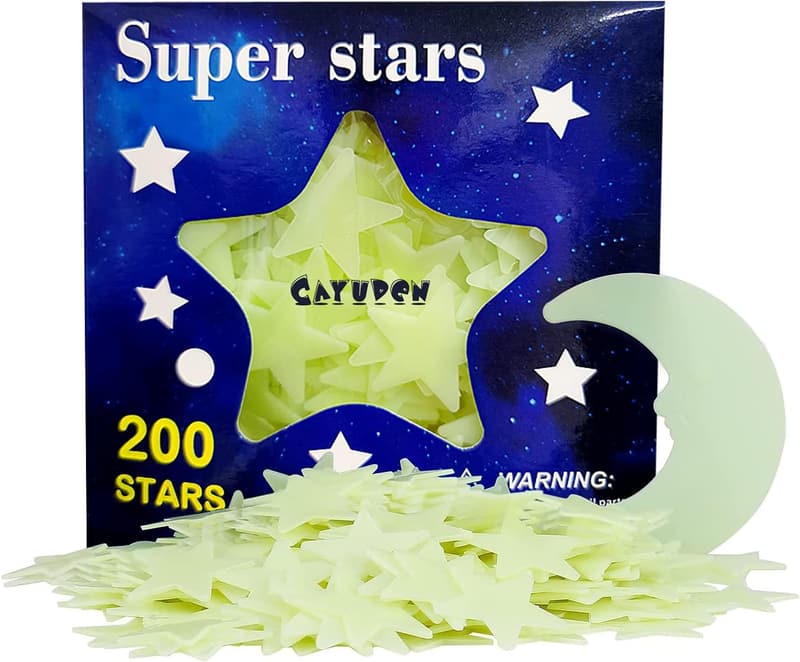 Leuchtende 3D Sterne und Mond Aufkleber für Kinderzimmer, 201 Stück