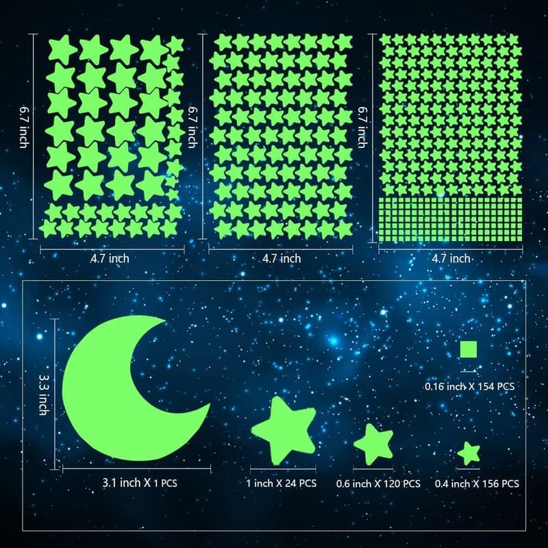Leuchtende Wandsticker Sterne und Mond für Kinderzimmer