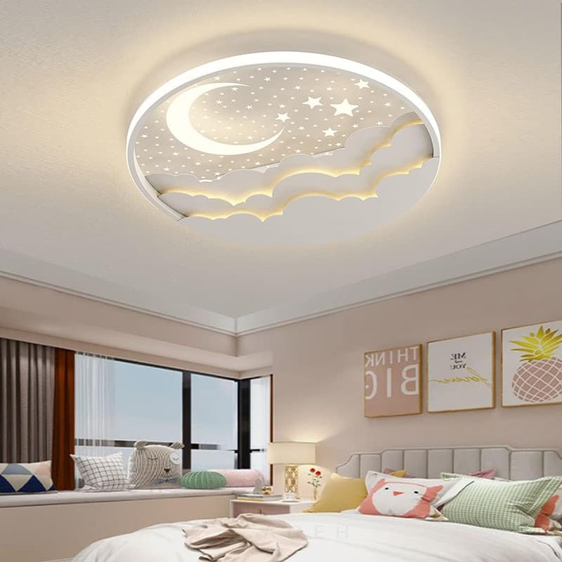 LED Kinder Deckenleuchte Stern-Mond mit Fernbedienung und Dimmung