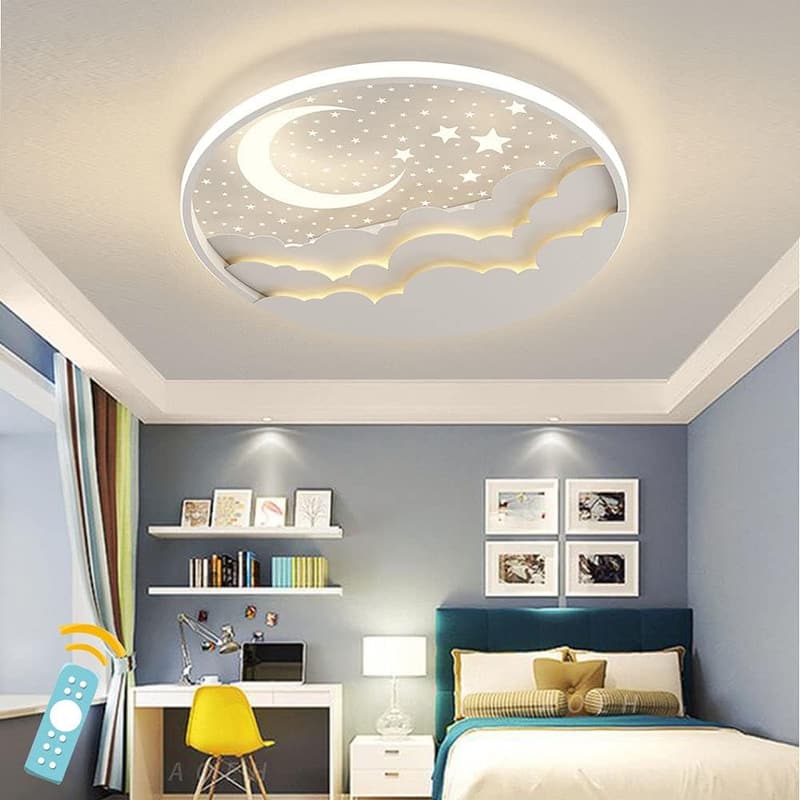 LED Kinder Deckenleuchte Stern-Mond mit Fernbedienung und Dimmung