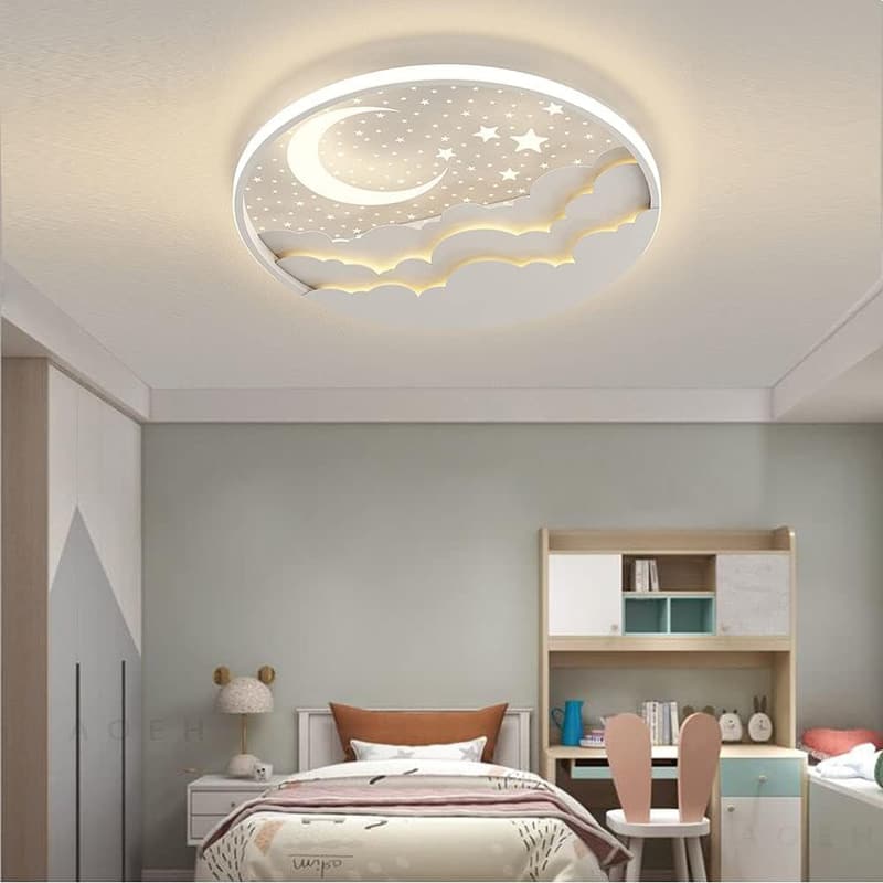 LED Kinder Deckenleuchte Stern-Mond mit Fernbedienung und Dimmung