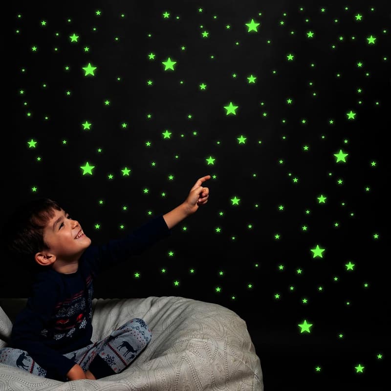 Leuchtende Sternenaufkleber für Kinderzimmer, 612 Stück, selbstklebend