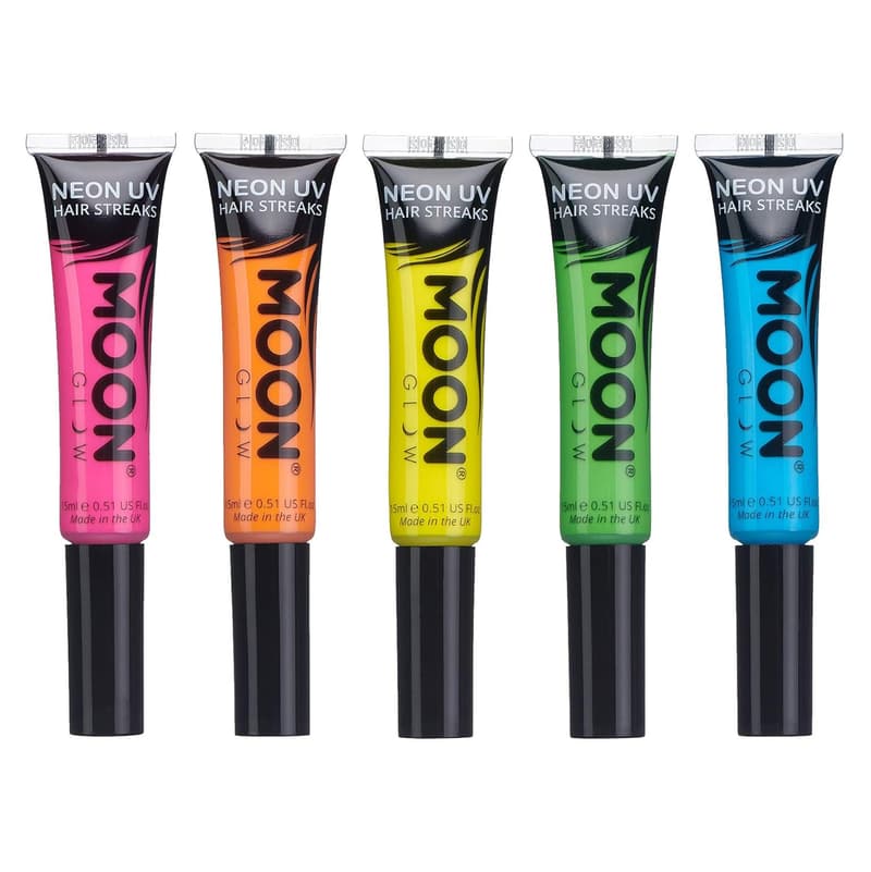 Neon UV-Haarfarbenstreifen, temporäre Haarfarbe für Parties, 5er-Set