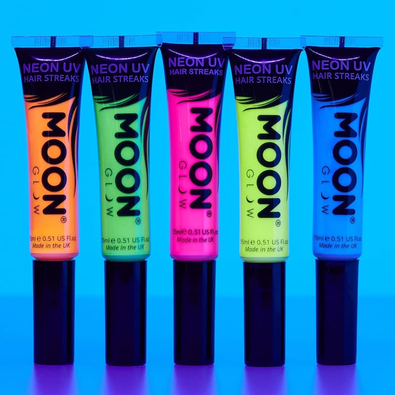 Neon UV-Haarfarbenstreifen, temporäre Haarfarbe für Parties, 5er-Set