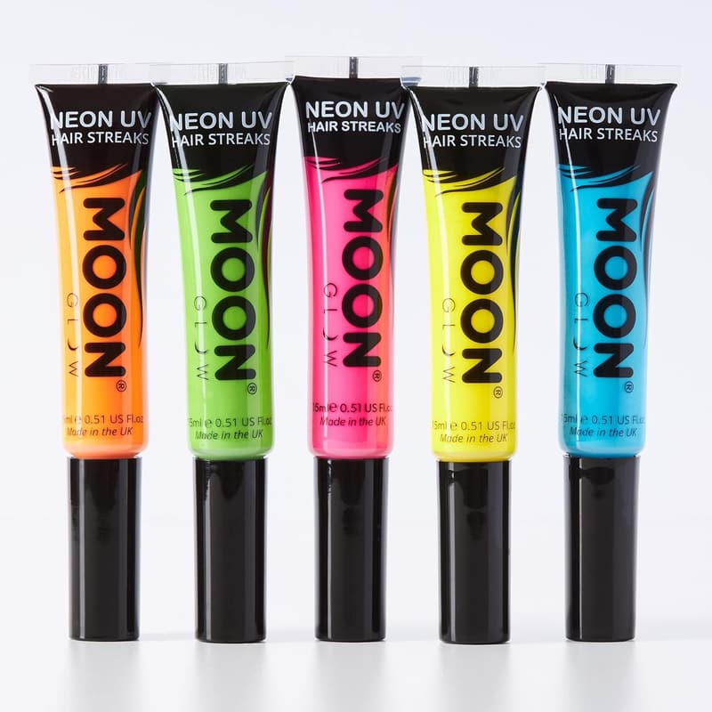 Neon UV-Haarfarbenstreifen, temporäre Haarfarbe für Parties, 5er-Set