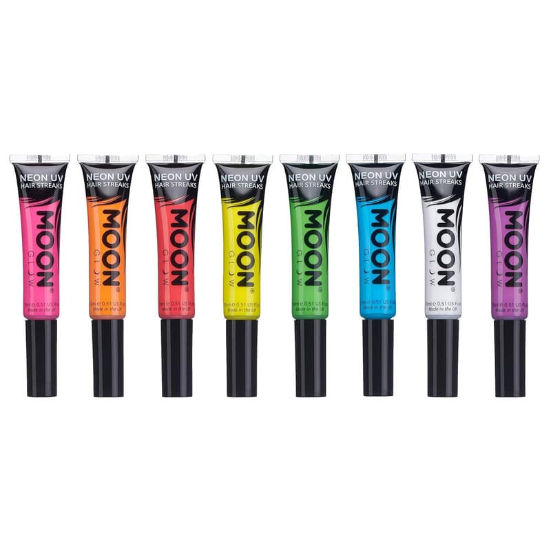 UV-Haarfarbe Strähnen-Set für temporäre Neon-Looks, 8x15 ml