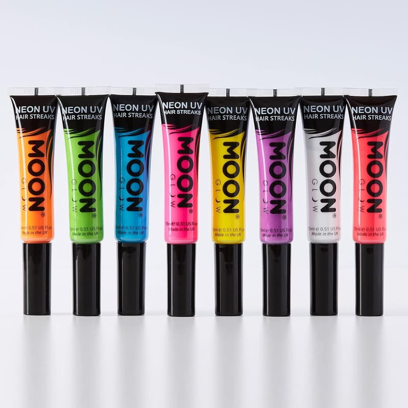 UV-Haarfarbe Strähnen-Set für temporäre Neon-Looks, 8x15 ml