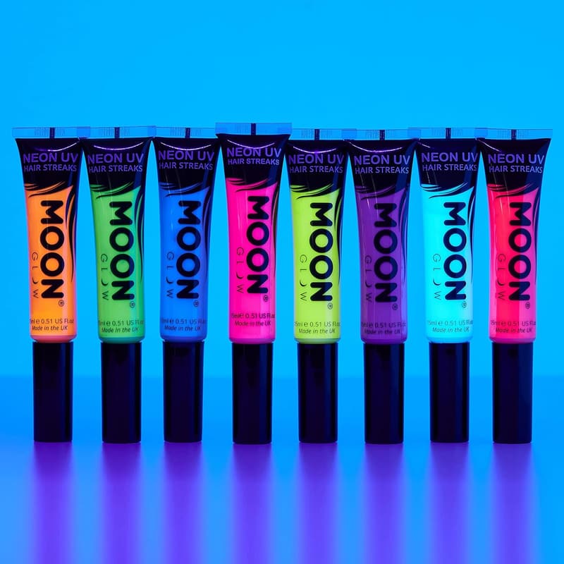 UV-Haarfarbe Strähnen-Set für temporäre Neon-Looks, 8x15 ml