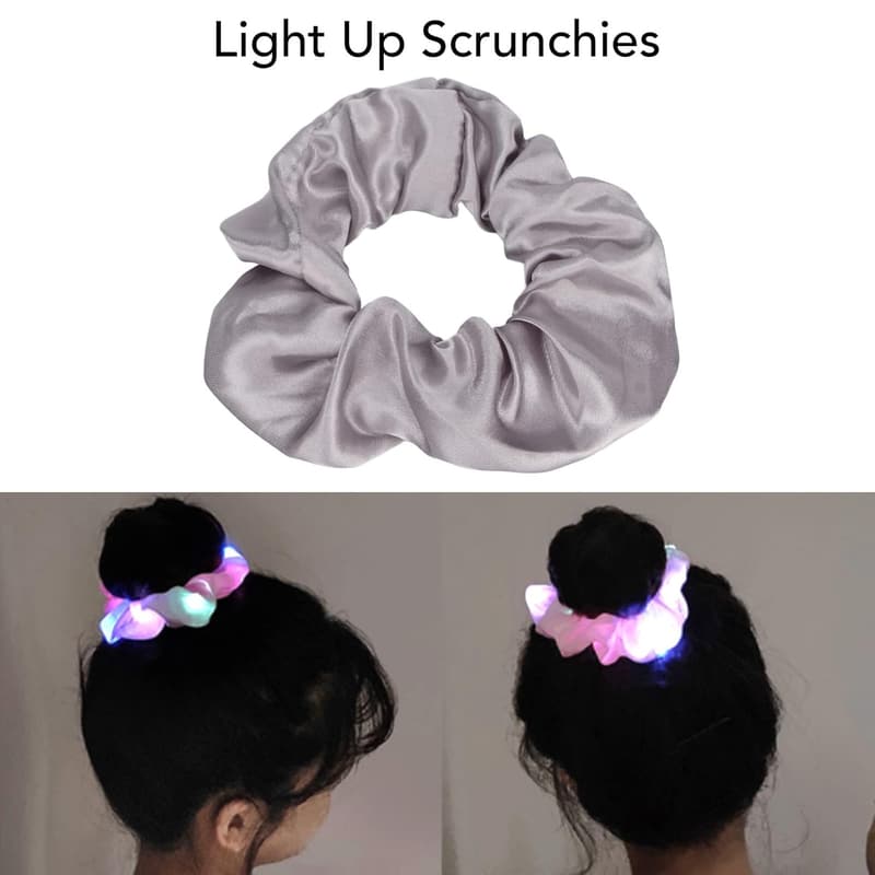 Leuchtende Haargummis im 5er-Pack aus grauem Satin für Frauen