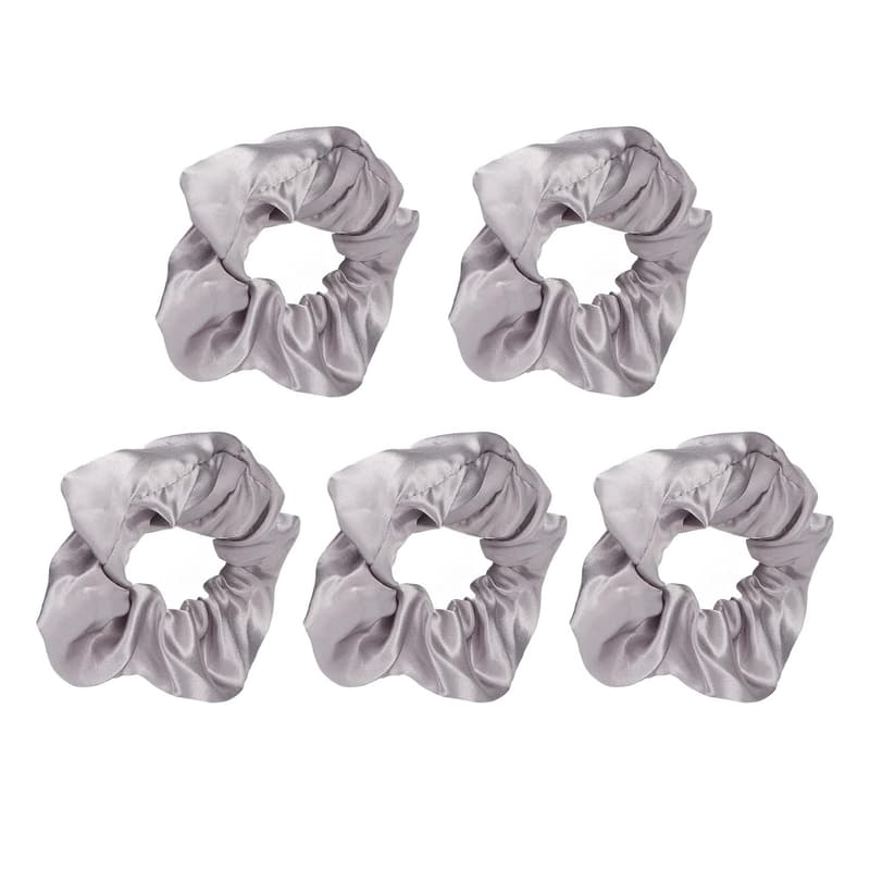 Leuchtende Haargummis im 5er-Pack aus grauem Satin für Frauen