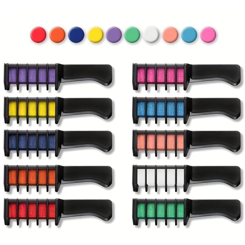 10er Set Haarkreide Kamm für Kinder – Ungiftige Farbcreme für Partys