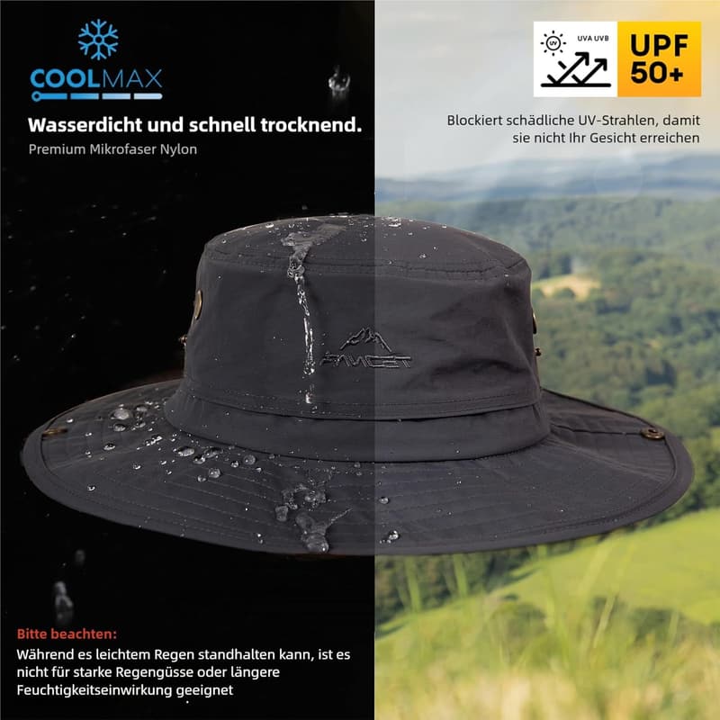 Wasserdichter Safari Sonnenhut für Männer und Frauen mit UV-Schutz UPF 50+