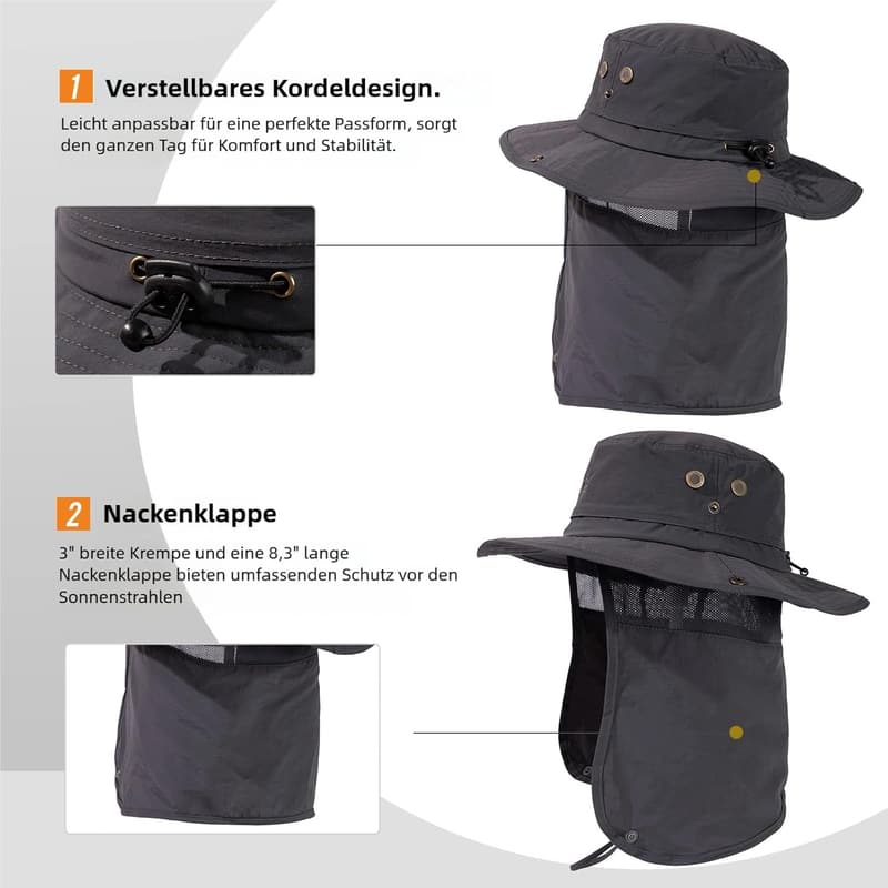Wasserdichter Safari Sonnenhut für Männer und Frauen mit UV-Schutz UPF 50+