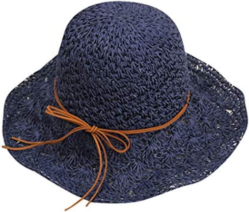 Atmungsaktiver Strohhut für Frauen - Faltbarer Sonnenhut mit UV-Schutz in Khaki