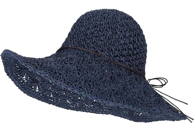 Atmungsaktiver Strohhut für Frauen - Faltbarer Sonnenhut mit UV-Schutz in Khaki