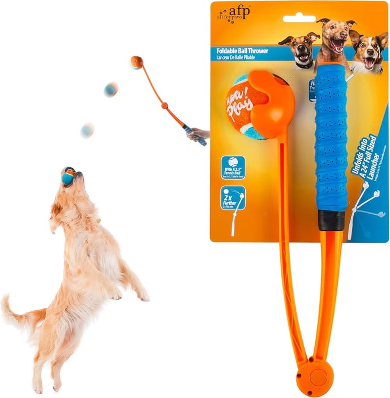 Ballwurfmaschine für Hunde – Klappbare Ballschleuder mit Tennisball