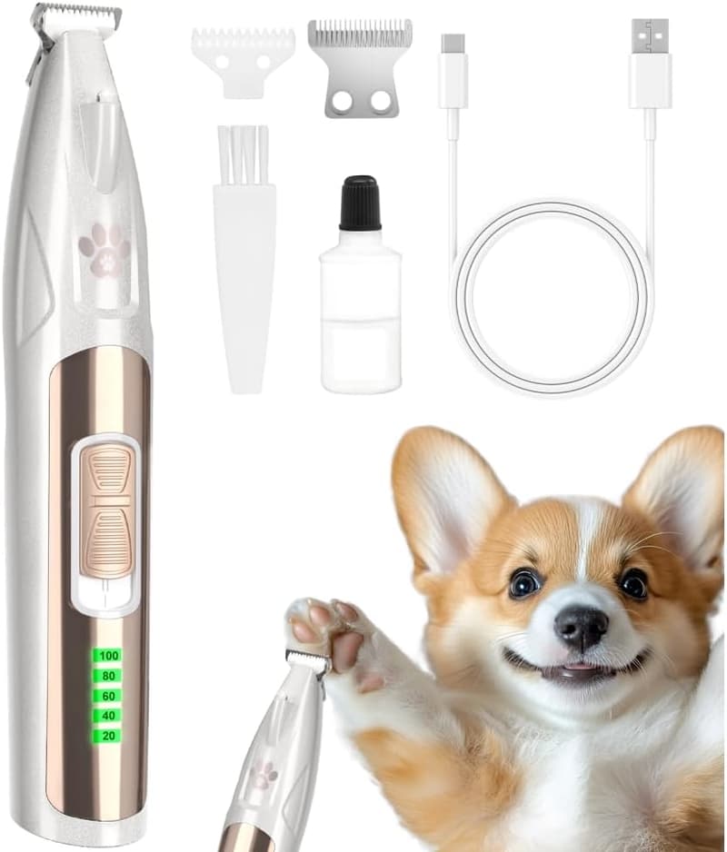 Pfotentrimmer für Hunde mit LED, leise, Type-C-Ladung
