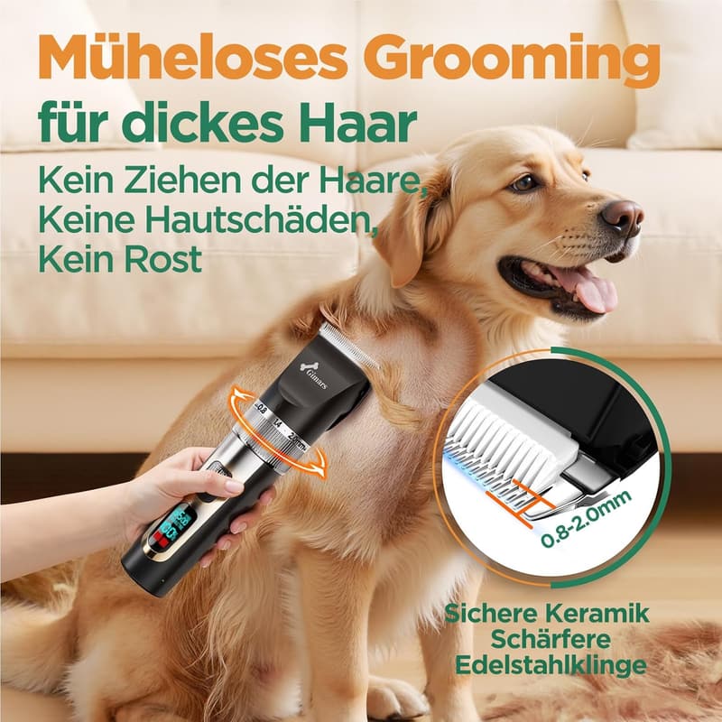 4-Gang Hundehaarschneidemaschine – Leise, kabellos, 7000 U/min