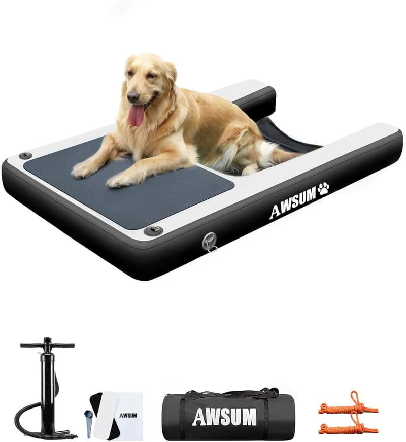Aufblasbare Hunderampe für bis zu 80 kg – Schwimmdock für Hunde