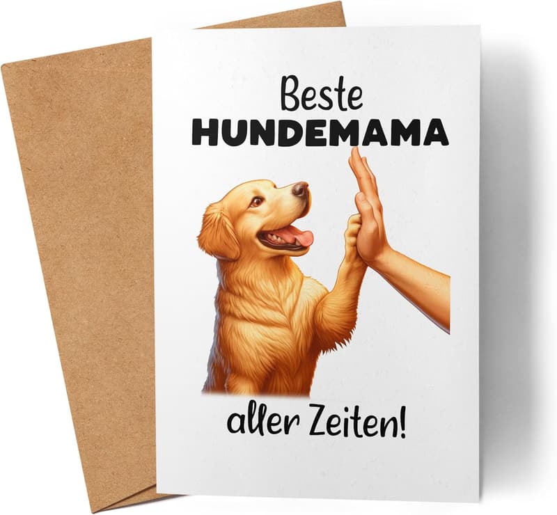 Hundemama Hoch Fünf Karte für Golden Retriever - Geschenk für Frauen
