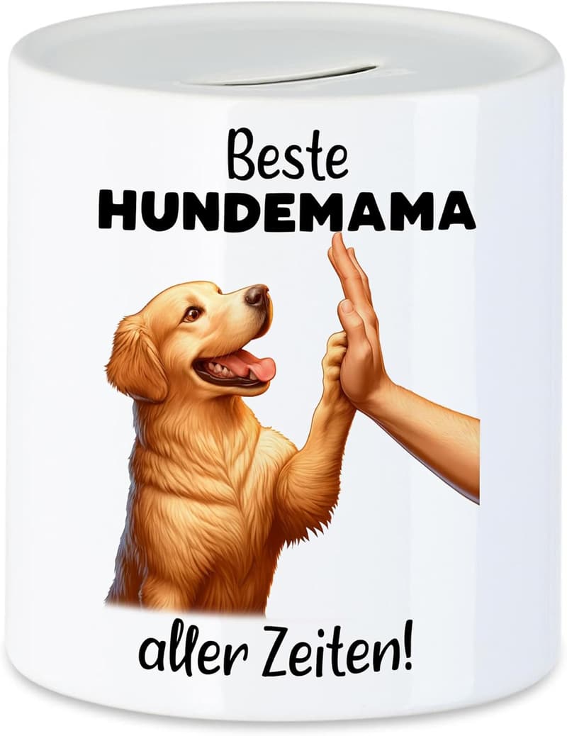 Spardose für Hundemamas - Golden Retriever High Five