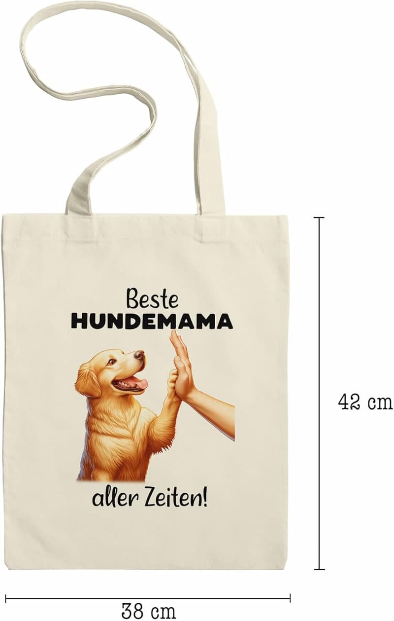 Jutebeutel für beste Hundemamas - Golden Retriever High Five