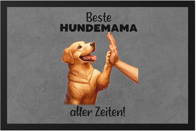 Hundemama Geschenk - Golden Retriever Fußmatte mit High Five