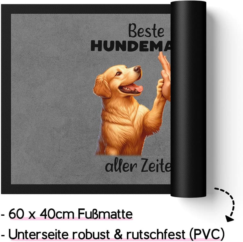 Hundemama Geschenk - Golden Retriever Fußmatte mit High Five