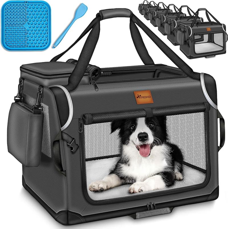 Faltbare Hundebox mit Leckmatte und Reflektoren, 70x52x52 cm