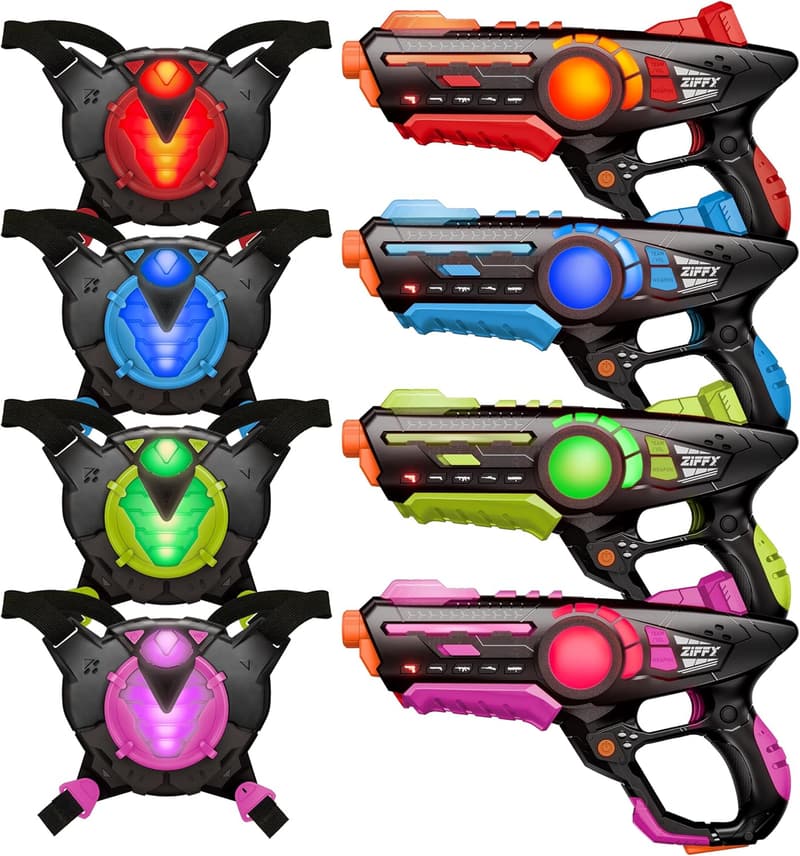 Lasertag Set mit 4 Westen für Kinder und Erwachsene – Geburtstagsgeschenk ab 8 Jahren