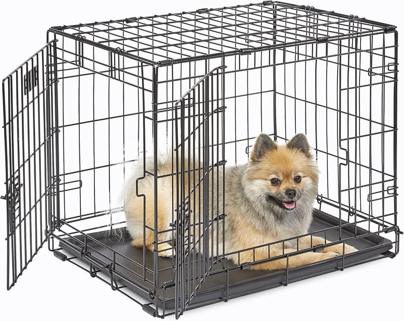 Hundebox iCrate 61 cm mit Doppeltür und auslaufsicherer Wanne, schwarz