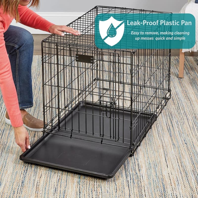 Hundebox iCrate 61 cm mit Doppeltür und auslaufsicherer Wanne, schwarz