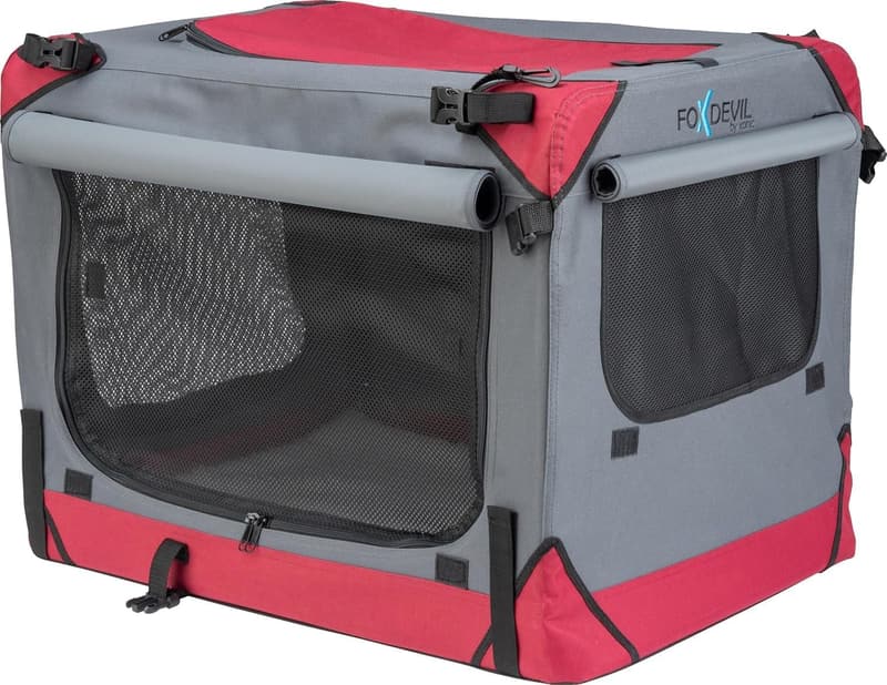 Faltbare Tiertransportbox für Hunde und Katzen - Rot, Größe L
