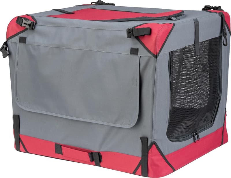 Faltbare Tiertransportbox für Hunde und Katzen - Rot, Größe L