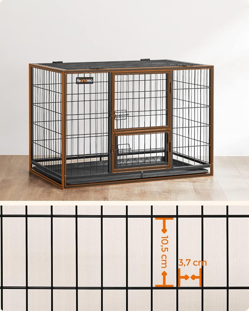Transportable Gitterbox für große Hunde, 122 cm, abnehmbare Türen, schwarz