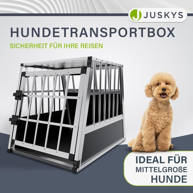 Robuste Alu Hundetransportbox L - 91x66x70 cm mit Gittertür