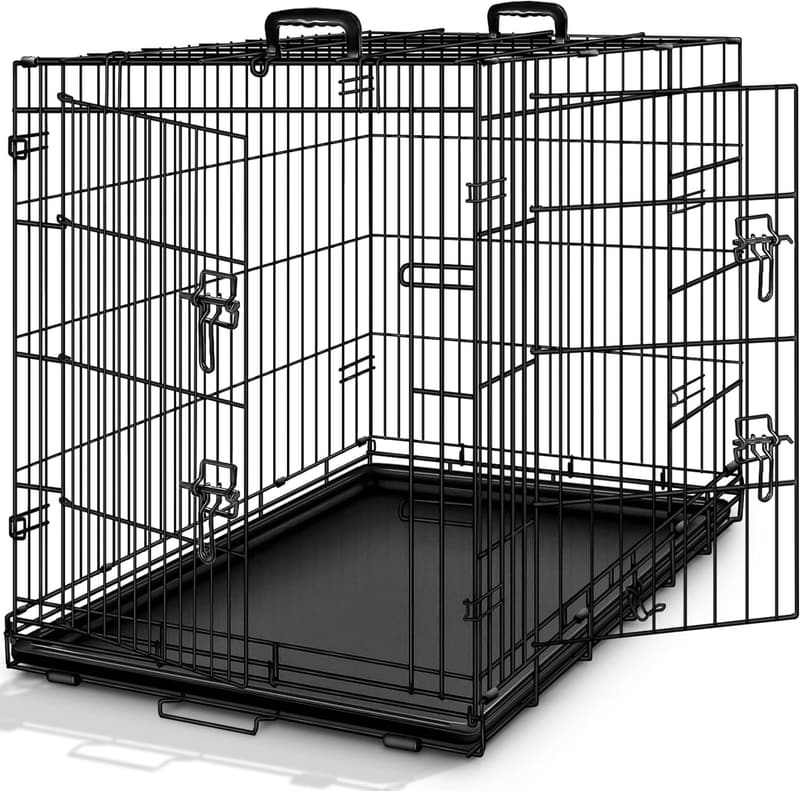 Faltbare Hundebox mit 2 Türen und Bodenschale – Transportbox für Hunde