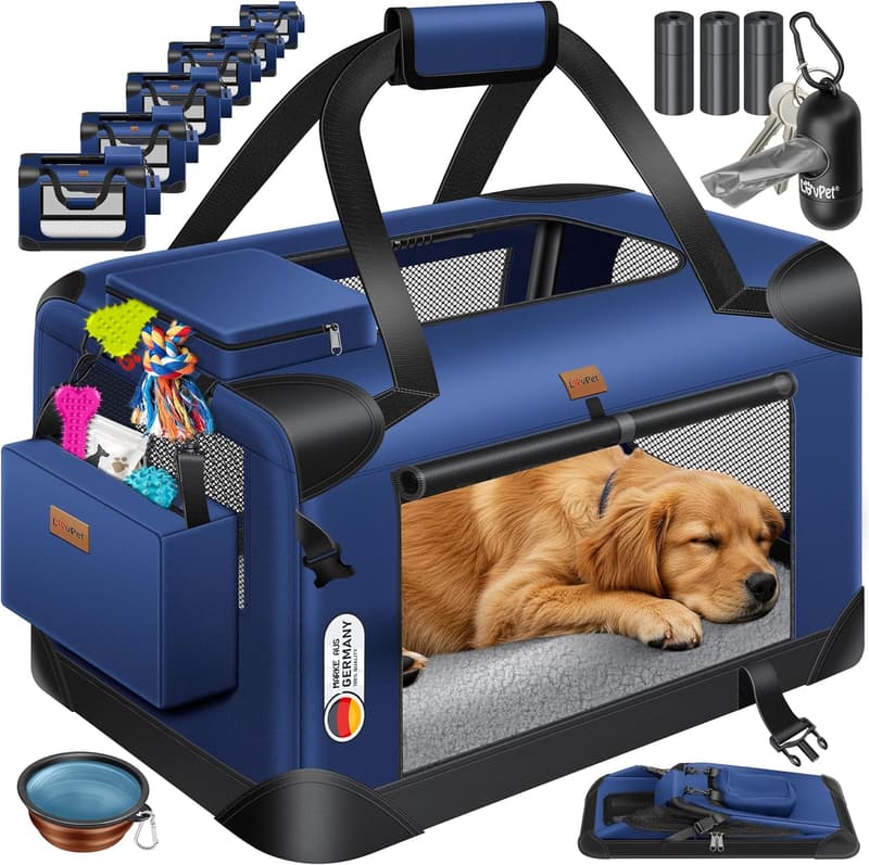 Transporttasche für Haustiere M 60x42x42cm, faltbar, navyblau