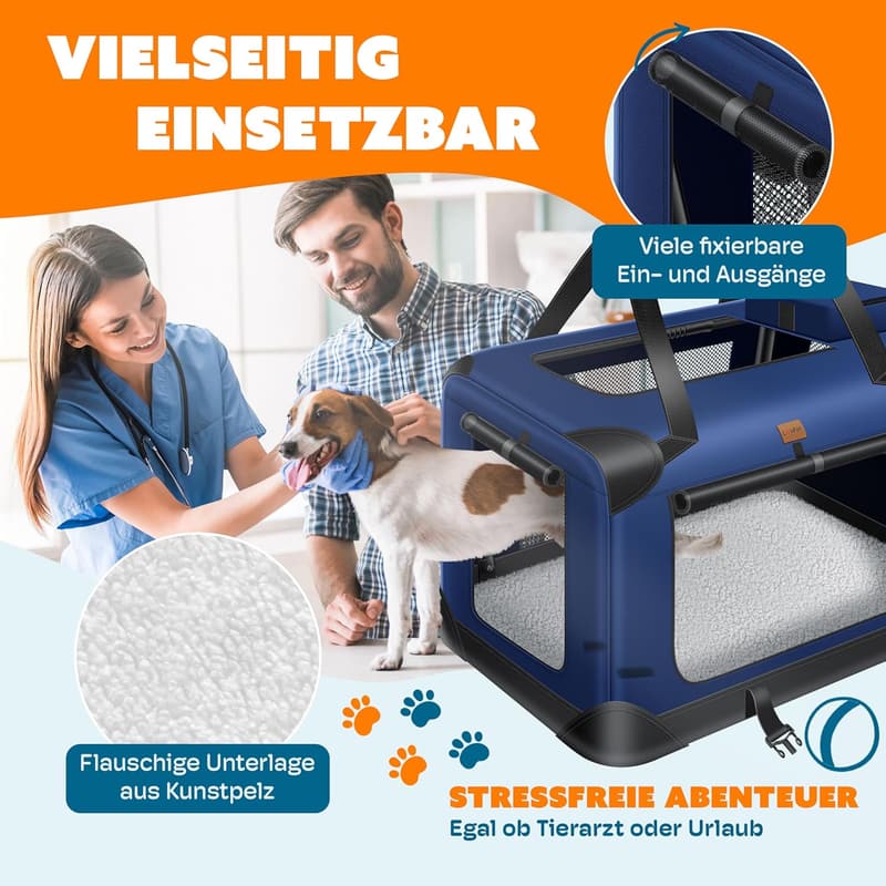 Transporttasche für Haustiere M 60x42x42cm, faltbar, navyblau